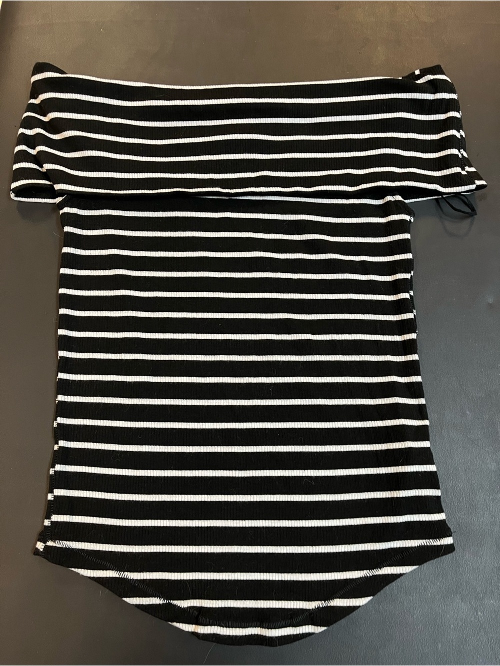 We The Free Black & White Striped Off-Shoulder Crop Top